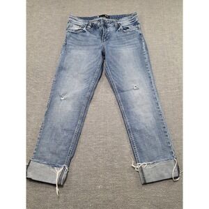 KUT From The Kloth Catherine Boyfriend Jean Medium Wash Distressed Cuffed Size 8